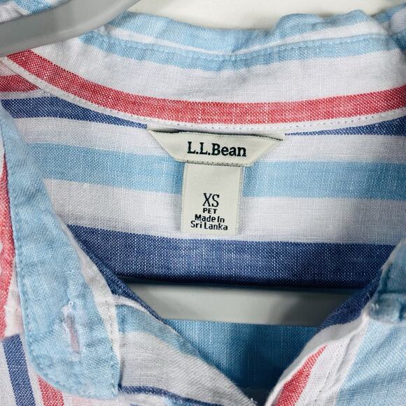 L.L. Bean Size XS Petite Striped Premium Washable Linen Drawstring Tunic Top - Picture 5 of 6